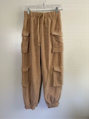 Forever 21 Beige Corduroy Cargo Joggers Warm Sand Beige Small